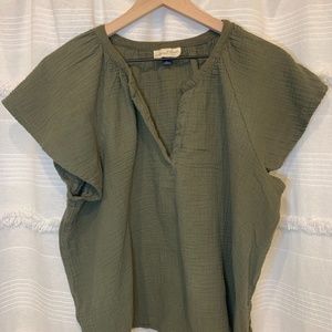 Hunter Green Flutter sleeve Universal Thread top